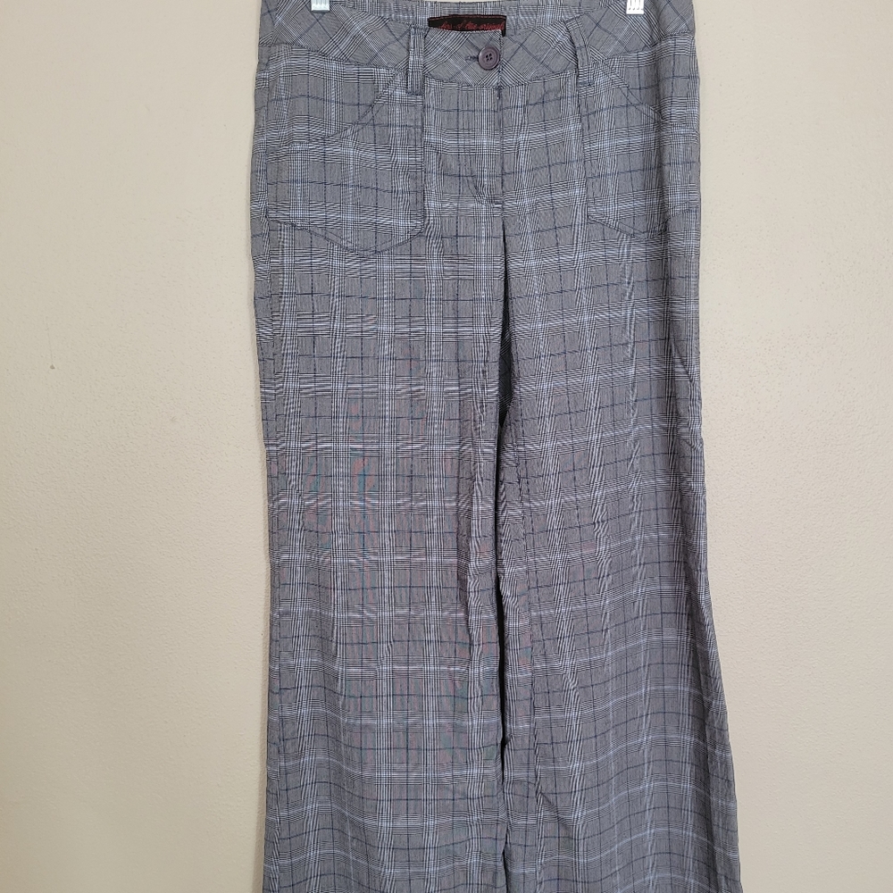 Plaid wide leg pants, long